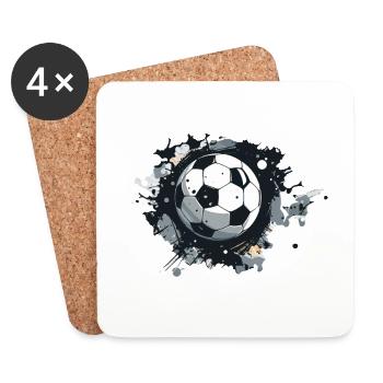 Ballon de football - Dessous de verre (lot de 4) - blanc - Devant