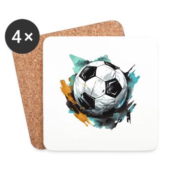 Ballon de football - Dessous de verre (lot de 4) - blanc - Devant