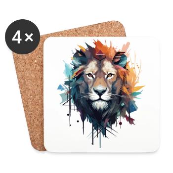 Artistic Lion - Coasters (set of 4) - white - Front