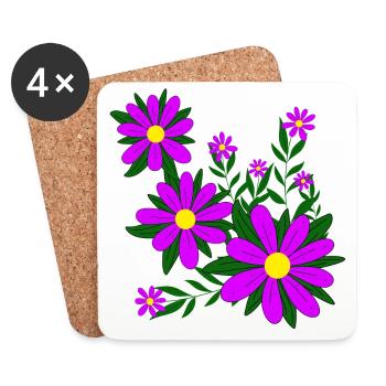 Flower pattern flower tendril daisy blossom floral - Coasters (set of 4) - white - Front