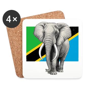 Elephant flag of Tanzania - Coasters (set of 4) - white - Front