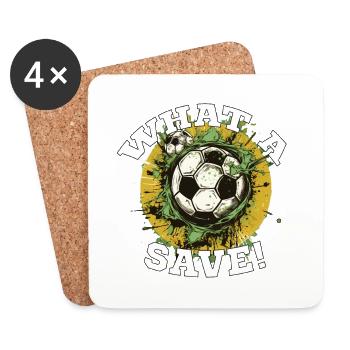 Soccer ball - What a Save! - Coasters (set of 4) - white - Front