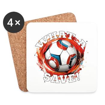 Balle de football - Quelle sauvegarde! - Dessous de verre (lot de 4) - blanc - Devant