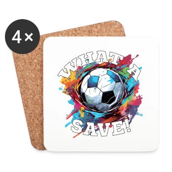 Soccer ball - What a Save! - Coasters (set of 4) - white - Front