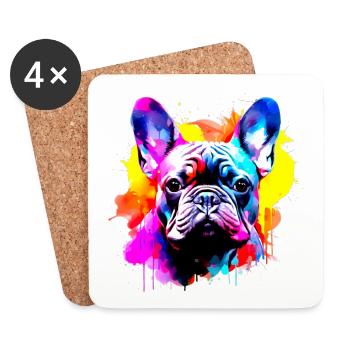 Frenchie, Bully, French Bulldog, Gift - Coasters (set of 4) - white - Front