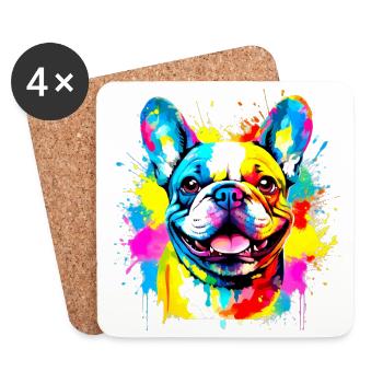 Frenchie, Bully, French Bulldog, Gift - Coasters (set of 4) - white - Front