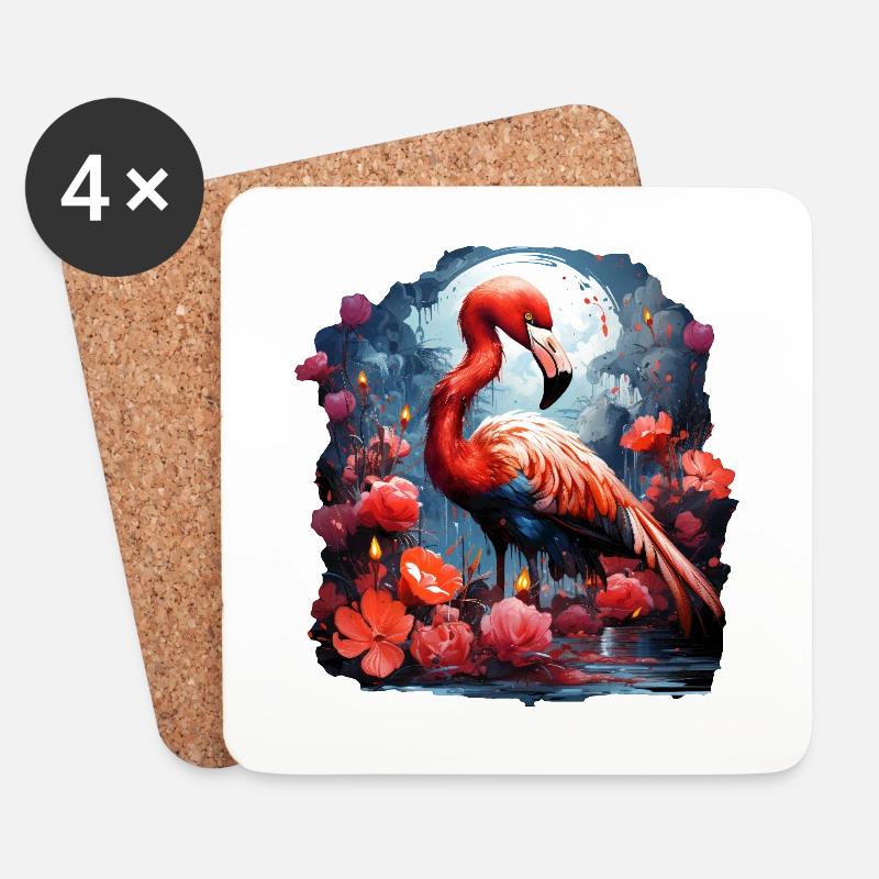 Flamingo - Untersetzer (4er-Set) - Weiß