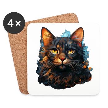 Katze - Untersetzer (4er-Set) - Weiß - Vorne