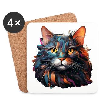 Cat - Coasters (set of 4) - white - Front