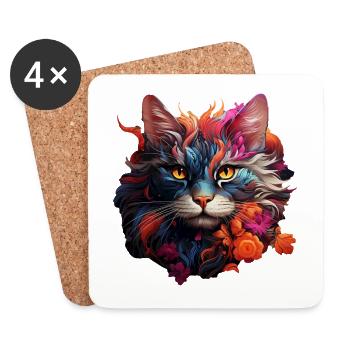 Cat - Coasters (set of 4) - white - Front