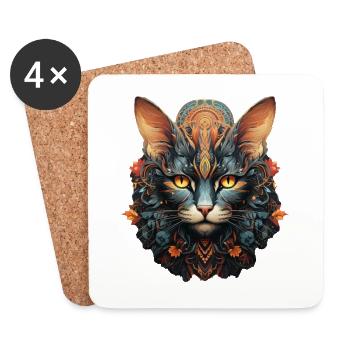 Katze - Untersetzer (4er-Set) - Weiß - Vorne