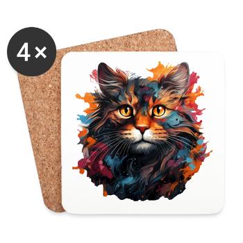 Chat - Dessous de verre (lot de 4) - blanc - Devant