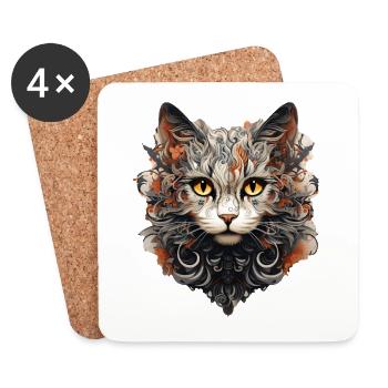 Katze - Untersetzer (4er-Set) - Weiß - Vorne