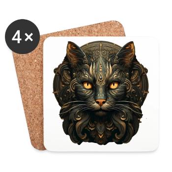 Katze - Untersetzer (4er-Set) - Weiß - Vorne