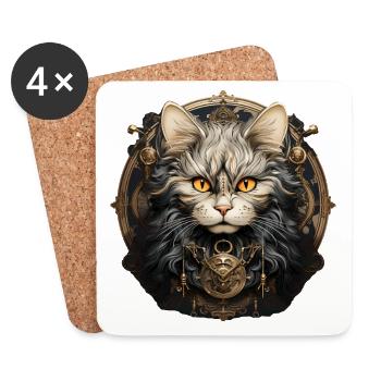 Katze - Untersetzer (4er-Set) - Weiß - Vorne