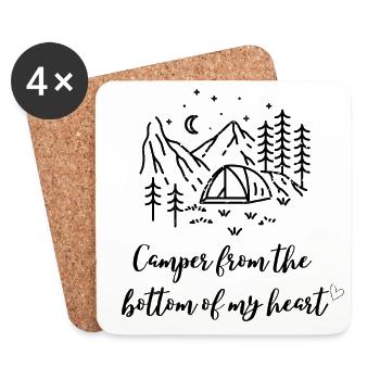 Campeur du fond de ma tente cardiaque - Dessous de verre (lot de 4) - blanc - Devant