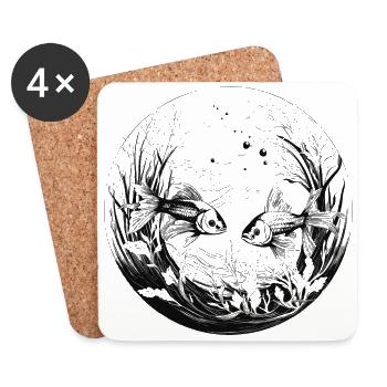 Two fish in the water - Coasters (set of 4) - white - Front