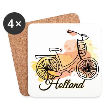 Dutch Bicycle Explorer: Traversez la Hollande - Dessous de verre (lot de 4) - blanc - Devant