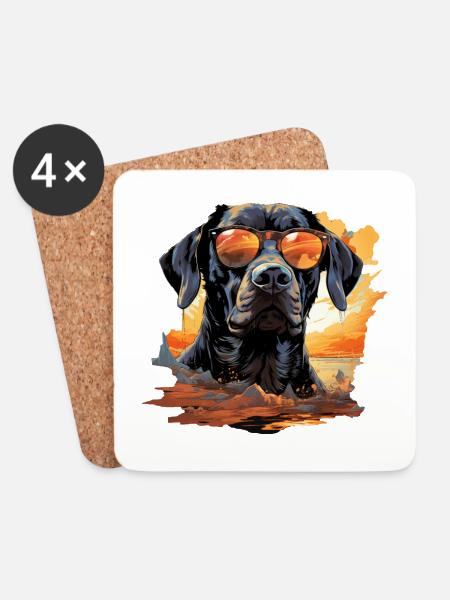 Hund - Untersetzer (4er-Set) - Weiß