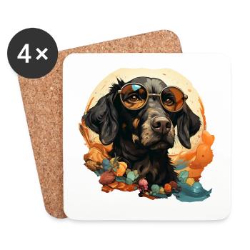 Hund - Untersetzer (4er-Set) - Weiß - Vorne