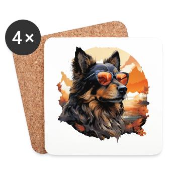 Hund - Untersetzer (4er-Set) - Weiß - Vorne