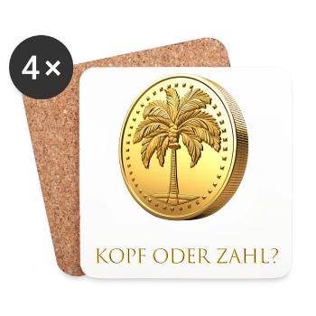 Goldener Münzwurf „Kopf oder Zahl?“ deutsch - Untersetzer (4er-Set) - Weiß - Vorne