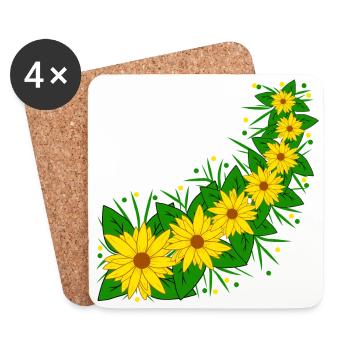Tournesol Fleur Vigne Jaune Motif Tournesol - Dessous de verre (lot de 4) - blanc - Devant
