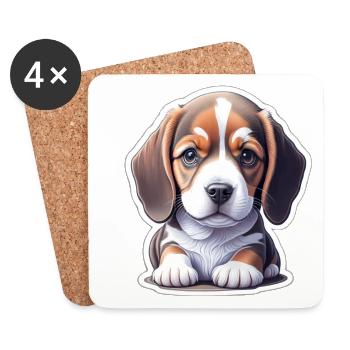 Adorable-cute beagle puppy - Coasters (set of 4) - white - Front