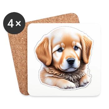 Cute cute golden retriever puppy - Coasters (set of 4) - white - Front