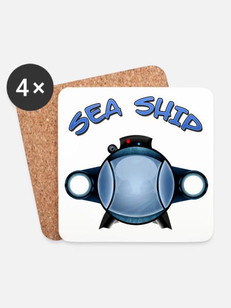 Sea Ship Vehicle Submerged Under Water - Coasters (set of 4) - white