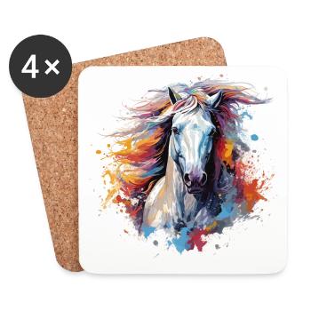 Cheval - Dessous de verre (lot de 4) - blanc - Devant