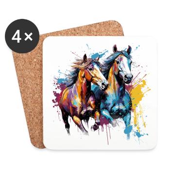 Pferd, Pferde - Untersetzer (4er-Set) - Weiß - Vorne