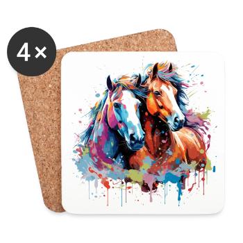 Watercolor horses - Coasters (set of 4) - white - Front