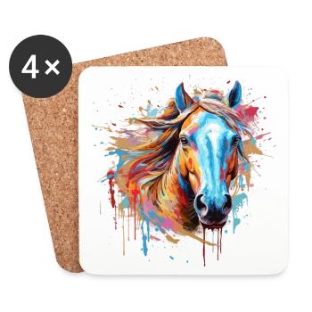 Pferd, Pferd - Untersetzer (4er-Set) - Weiß - Vorne