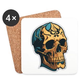 Cool Skull - Untersetzer (4er-Set) - Weiß - Vorne