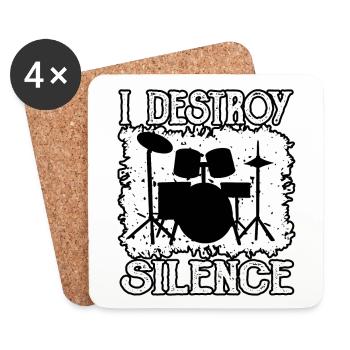 Drummer destroys silence - Coasters (set of 4) - white - Front