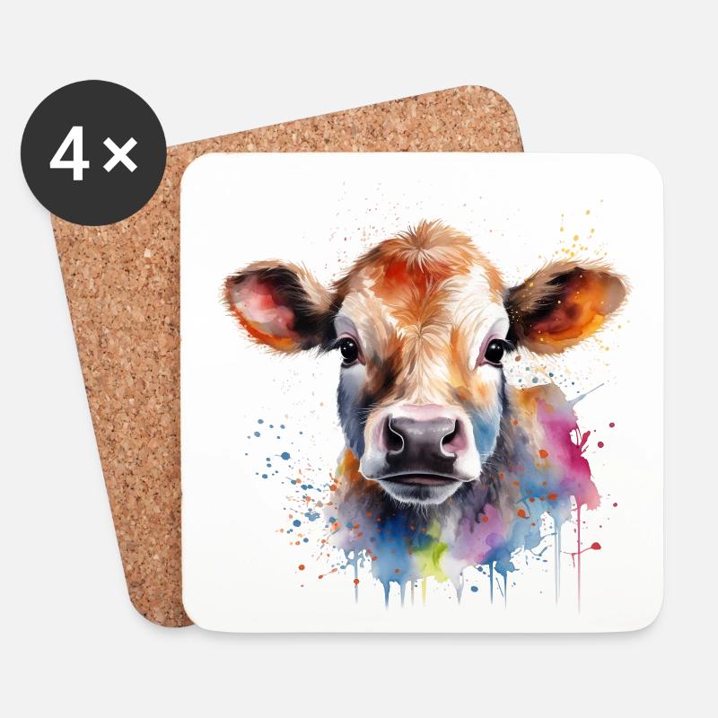 Kalb - Untersetzer (4er-Set) - Weiß