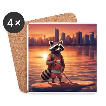 Epic Raccoon III - Coasters (set of 4) - white - Front