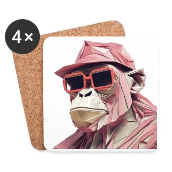 Cool monkey in wrinkled robe - Coasters (set of 4) - white - Front