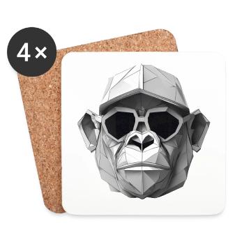 Cool monkey in wrinkled robe - Coasters (set of 4) - white - Front