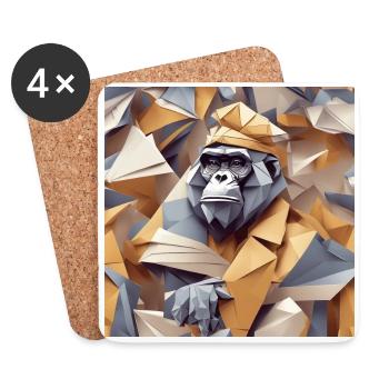 Cool monkey in wrinkled robe - Coasters (set of 4) - white - Front