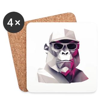 Cool monkey in wrinkled robe - Coasters (set of 4) - white - Front