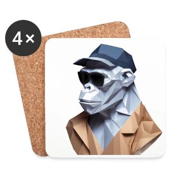 Cool monkey in wrinkled robe - Coasters (set of 4) - white - Front