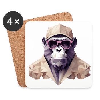 Cool monkey in wrinkled robe - Coasters (set of 4) - white - Front