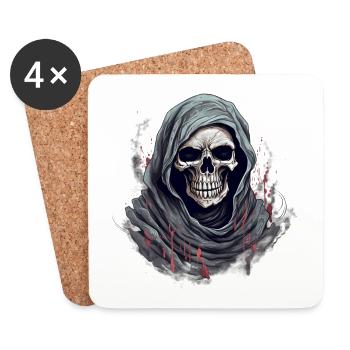 Halloween Skeleton Trick or Treat Disguise - Coasters (set of 4) - white - Front