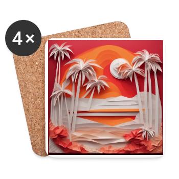 Plage d’Origami - Dessous de verre (lot de 4) - blanc - Devant