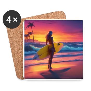 Catchin' Waves in Style - surfeur cool - Dessous de verre (lot de 4) - blanc - Devant