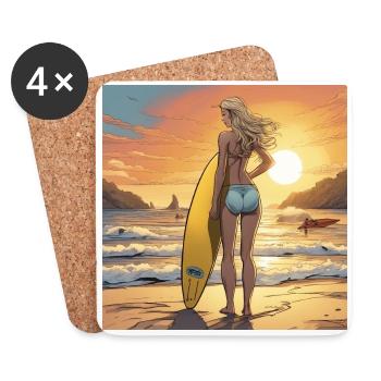 Catchin' Waves in Style - Cool Surfer II - Coasters (set of 4) - white - Front