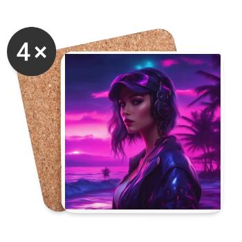 Beach Girl Neo Vintage - Coasters (set of 4) - white - Front