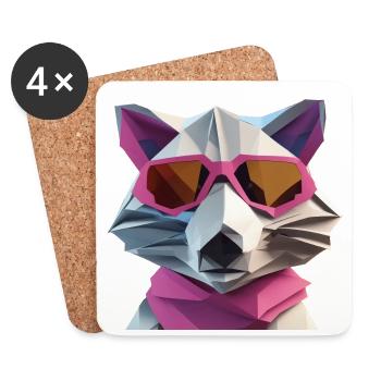 Schlauer Fuchs im Faltenlook - Untersetzer (4er-Set) - Weiß - Vorne